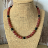Mens Matte Carnelian and Matte Black Onyx Beaded Necklace
