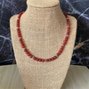 Mens Matte Carnelian and Silver Beaded Necklace