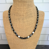 Mens Hematite Faceted Stone and Black Toho Beaded Necklace