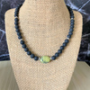 Matte Black Onyx and Serpentine Mens Beaded Necklace