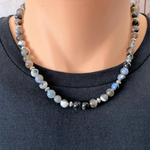 Montana Blue Agate Beaded Mens Necklace