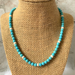 Turquoise Blue and White Magnesite Beaded Necklace