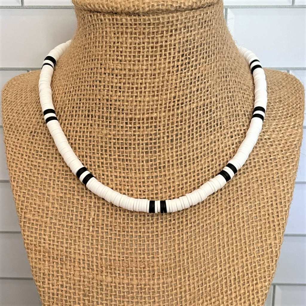 Necklace made out of black and white Crystal Beads
