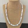 Men's White and Gray Howlite Silver Beaded Necklace