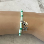 Mint Green Agate Tube Flower Bracelet