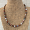 Mens Petrified Wood Agate 8mm Beaded Necklace