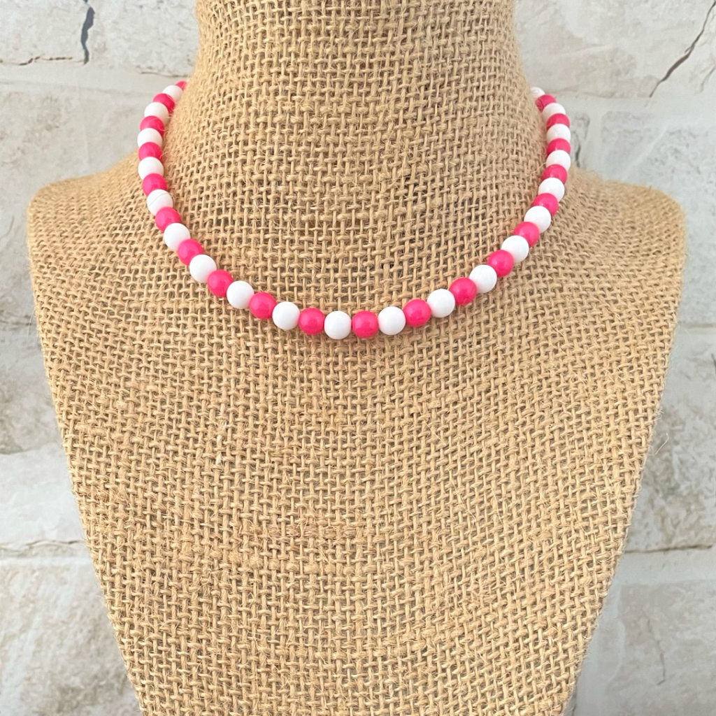 Hot Pink Seed Bead Necklace, Thin 1.5mm Single Strand Beaded Necklace –  Kathy Bankston