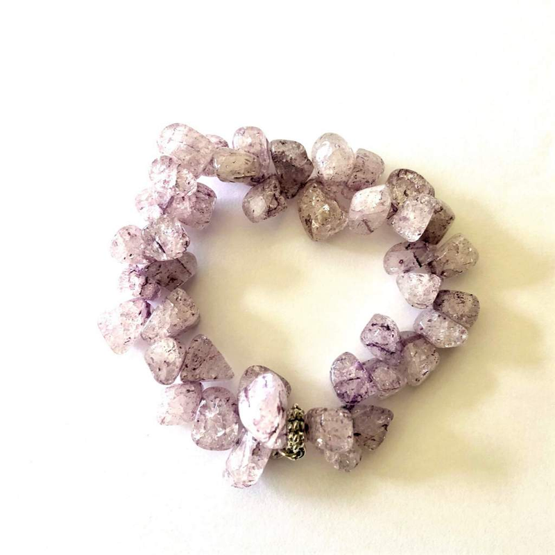 Purple Crackle Quartz Beaded Bracelet-Beaded Bracelets,Purple