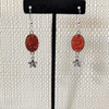 Red Druzy and Silver Flower Drop Earrings-Dangle Earrings,Flower,Red,Silver Earrings