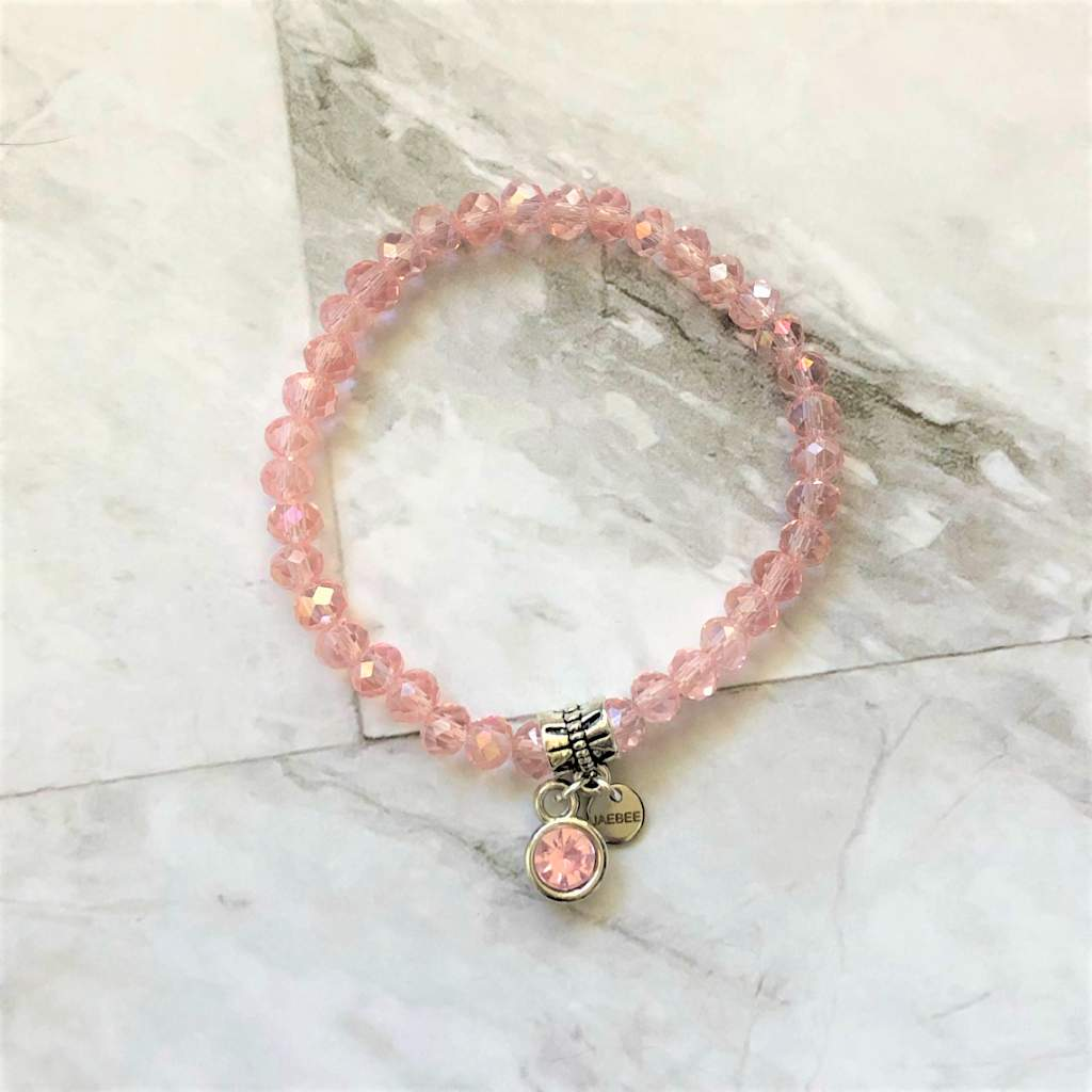 Rose Pink Crystal Stretch Bracelet-Beaded Bracelets,bracelets,Pink