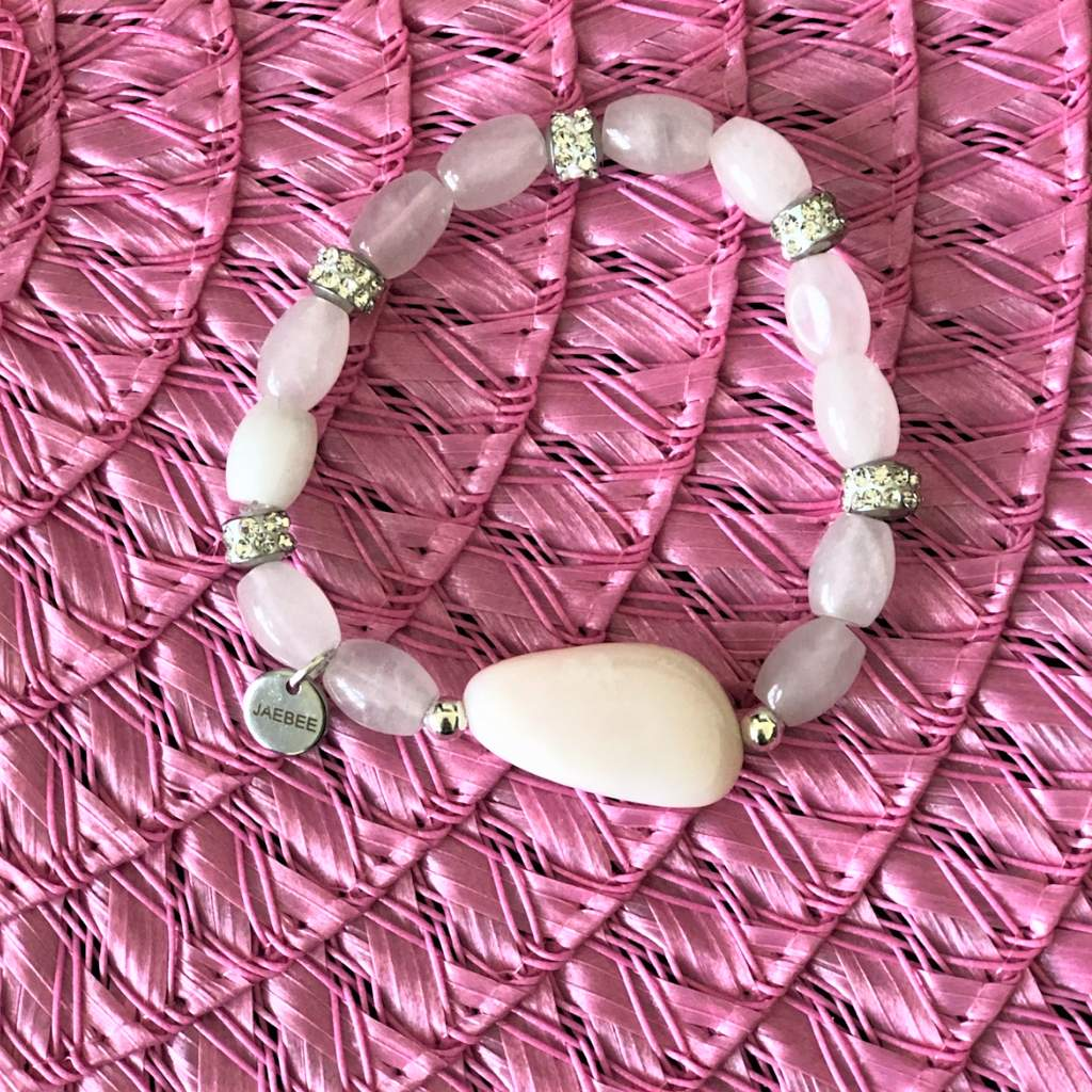 Rose Quartz and Opal Stone Bracelet-Beaded Bracelets,Pink