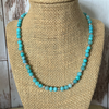 Mens Blue Sea Agate and Silver Beaded Necklace