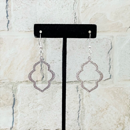 Silver Etched Dangle Earrings
