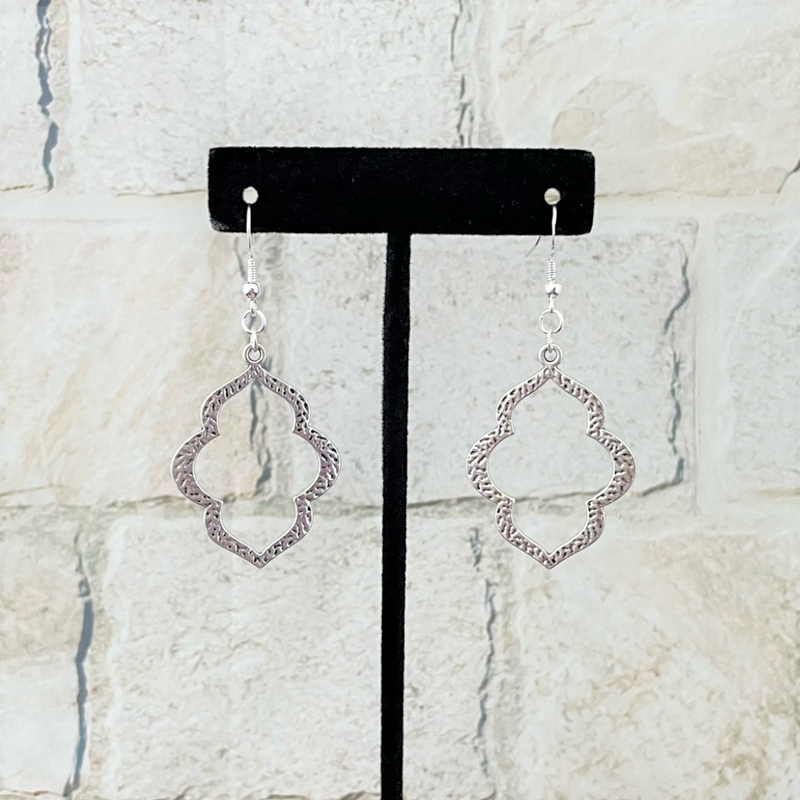 Silver Etched Dangle Earrings