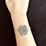 Fancy Silver Flower Chain Adjustable Bracelet-Flower,Silver Bracelets
