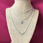 Triple Layered Silver Disc and V Shaped Charm Necklace-Layered Necklaces,Silver Necklaces
