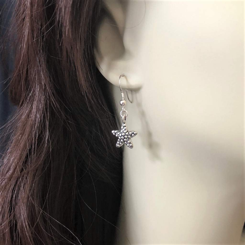 Silver Starfish Dangle Earrings-Silver Earrings