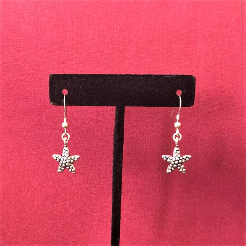 Silver Starfish Dangle Earrings-Silver Earrings