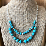 Turquoise Howlite Layered Necklace-Beaded Necklaces,Layered Necklaces,Silver Necklaces,Turquoise