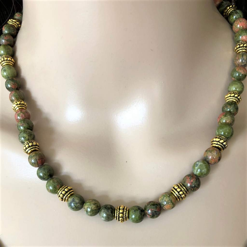 Unaktie Green and Pink Beaded Necklace-Beaded Necklaces,Green