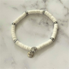 White Polymer and Silver Beaded Bracelet-Beaded Bracelets,bracelets,Silver,White