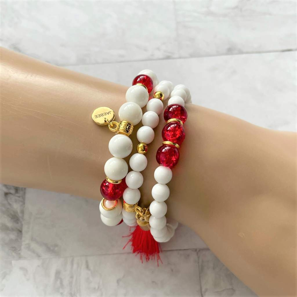 Red and white bead 2025 bracelet