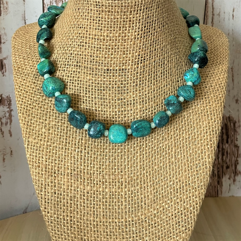 Mens Yellow Turquoise Nugget Beaded Necklace