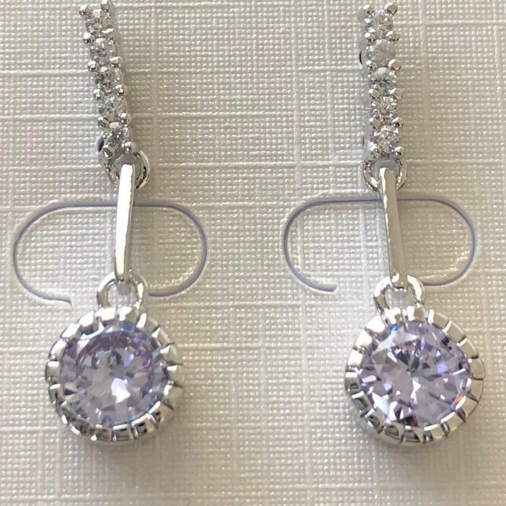 Lavender Cubic Zirconia Dangle Earrings-CZ Earrings,Dangle Earrings