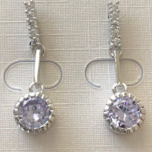 Lavender Cubic Zirconia Dangle Earrings-CZ Earrings,Dangle Earrings