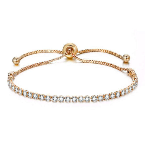 Crystal Adjustable Gold Tennis Bracelet-Gold Bracelets
