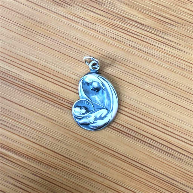 Sterling Silver Virgin Mary and Baby Jesus Pendant Necklace-Religious,Saint,Sterling Silver Necklaces