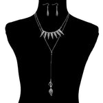 Silver Textured Leaf Boho Long Pendant Necklace-Layered Necklaces,Long Necklaces,Silver Necklaces