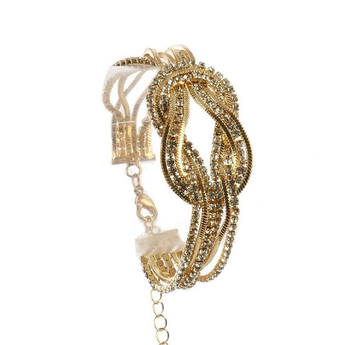 Gold Rhinestone Knot Bracelet-Gold Bracelets