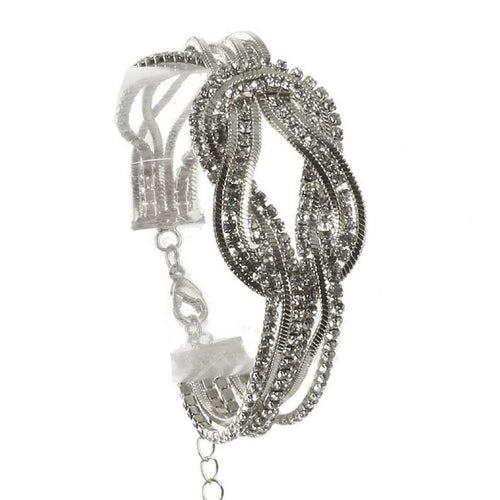 Silver Rhinestone Knot Bracelet-Silver Bracelets
