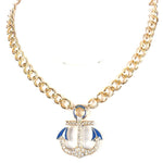 Blue Anchor Nautical Necklace-Gold Necklaces