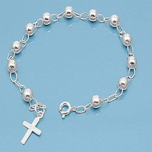 Sterling Silver 5mm Rosary Bracelet-Sterling Silver Bracelets