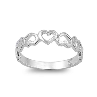 Buy Sterling Silver Alternate Multiple Upside Down Heart Ring | JaeBee 5 / Sterling Silver