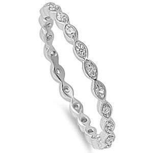 Sterling Silver Oval CZ Stackable Ring-CZ Rings,Sterling Silver Rings