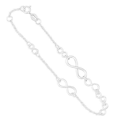Multi Infinity Sterling Silver Bracelet-Anklets,Sterling Silver