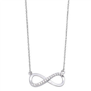 Sterling Silver and CZ Infinity Necklace-CZ Necklaces,Sterling Silver Necklaces