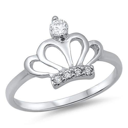 Sterling Silver Crown Ring-CZ Rings,Sterling Silver Rings