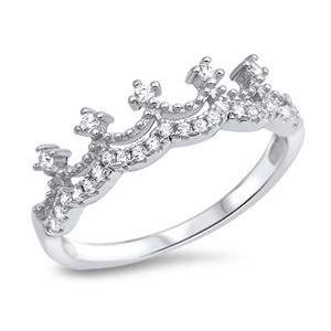 Sterling Silver CZ Crown Ring-CZ Rings,Sterling Silver Rings