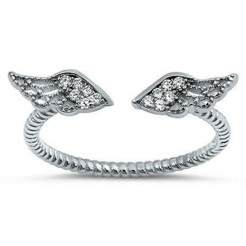 Sterling Silver and CZ Angel Wings Ring-CZ Rings,Sterling Silver Rings