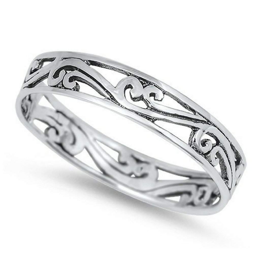 Swirl Cut Out Sterling Silver Ring-Sterling Silver Rings