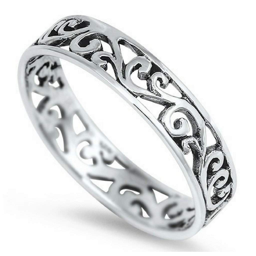 Sterling Silver Cut Out Wave Ring-Sterling Silver Rings