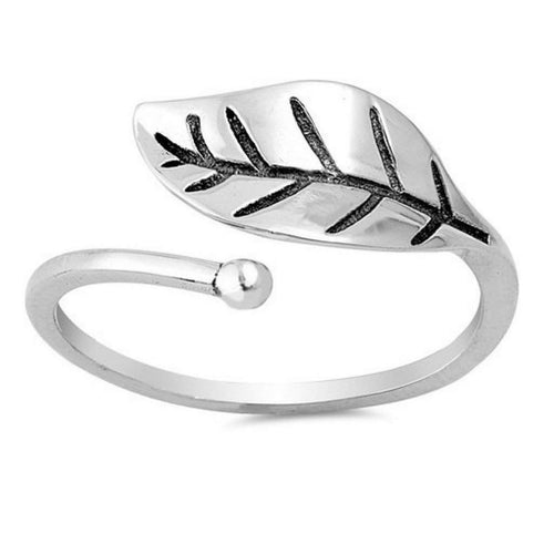Sterling Silver Single Leaf Wrap Ring-Sterling Silver Rings