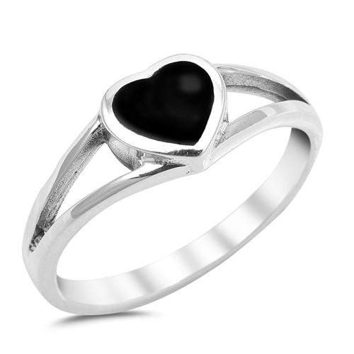 Black Onyx Heart Ring Sterling Silver-Black Onyx,Heart,Sterling Silver Rings
