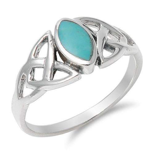Turquoise Celtic Sterling Silver Ring-Sterling Silver Rings,Turquoise