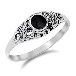 Sterling Silver and Black Onyx Womens Ring-Black,Black Onyx,Sterling Silver Rings
