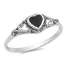 Sterling Silver Black Onyx Heart Ring-Black,Black Onyx,Heart,Sterling Silver Rings